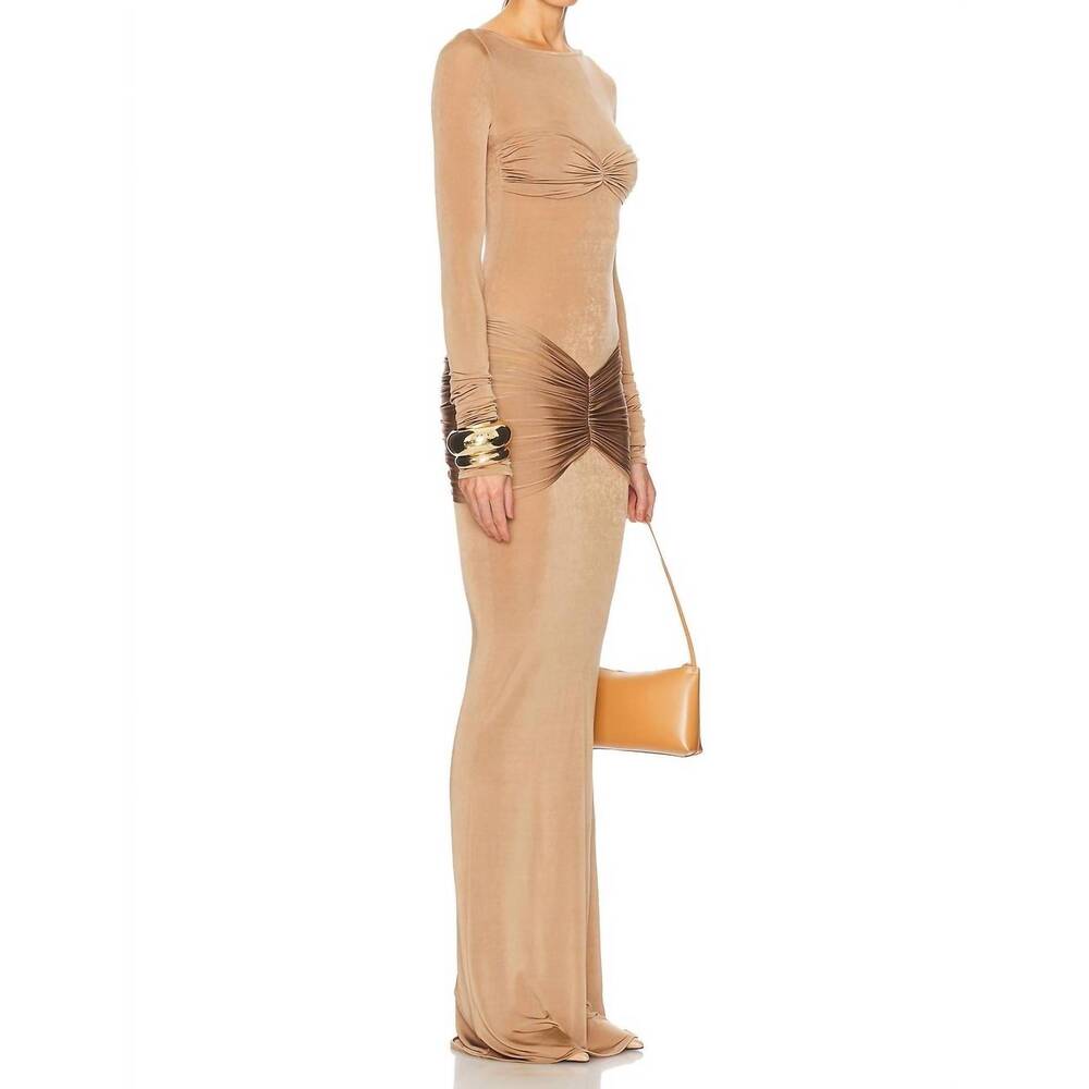 NEW HELSA josephine long sleeve maxi dress in truffle - Picture 3 of 3